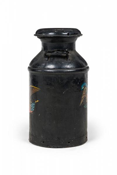 American Country Patriotic Painted Milk Pail with Eagle and American Flags