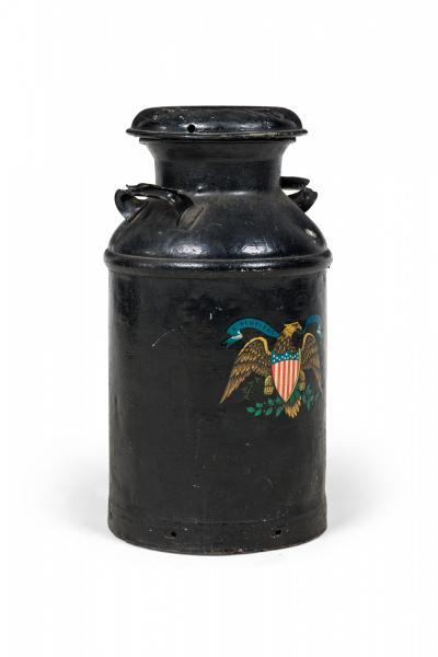 American Country Patriotic Painted Milk Pail with Eagle and American Flags