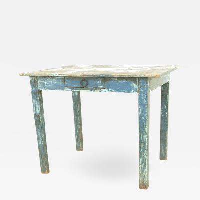 American Country Rustic Blue Painted Drop Leaf Table