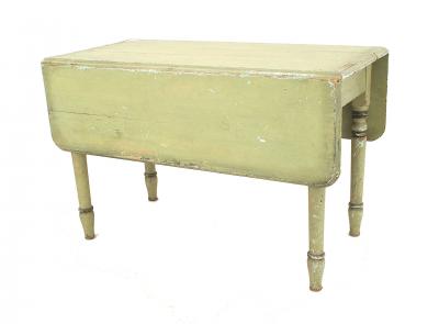 American Country Rustic Green Painted Drop Leaf Table
