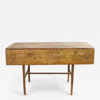 American Country Rustic Pine Wood Drop Leaf Dining Table