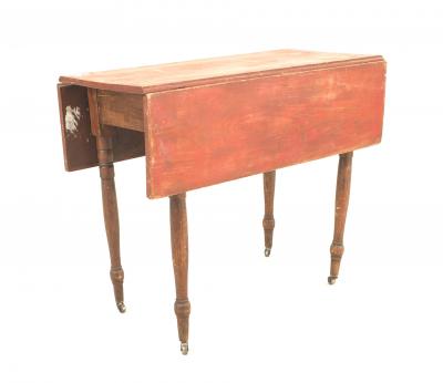 American Country Rustic Red Painted Drop Leaf Table