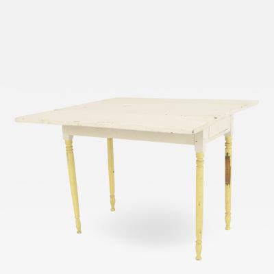American Country Rustic White Painted Drop Leaf Table