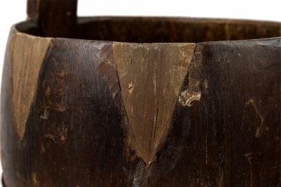 American Country Rustic Wooden Plank and Iron Barrel Basket Umbrella Stand