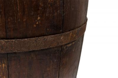 American Country Rustic Wooden Plank and Iron Barrel Basket Umbrella Stand