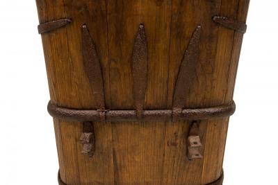 American Country Rustic Wooden Plank and Iron Barrel Umbrella Stand