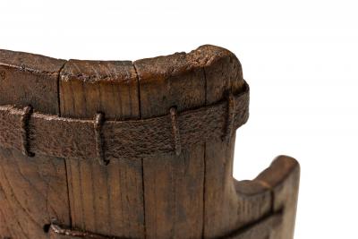 American Country Rustic Wooden Plank and Iron Barrel Umbrella Stand
