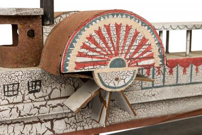 American Country Style Carved Painted Wood Steamboat