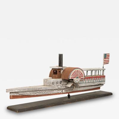 American Country Style Carved Painted Wood Steamboat