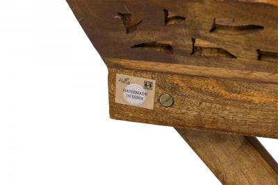 American Country Style Carved Wooden Tray Top Collapsible Table