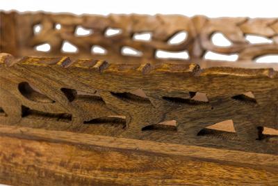 American Country Style Carved Wooden Tray Top Collapsible Table