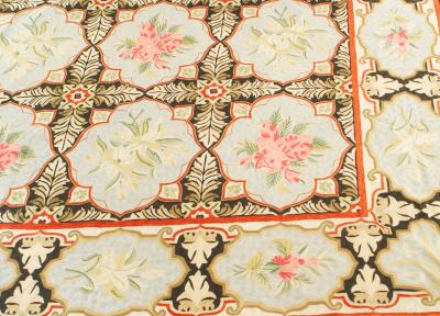 American Country Style Crewel Floral Rug