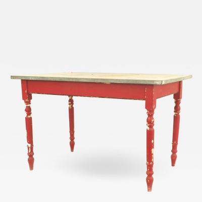 American Country Style Red Painted Work Table