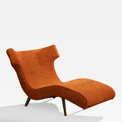 American Designer Chaise Longue with Wood and Fabric United States 1950s