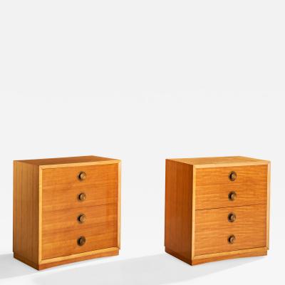American Designer Chests of Drawers with Wood and Brass USA 1940s