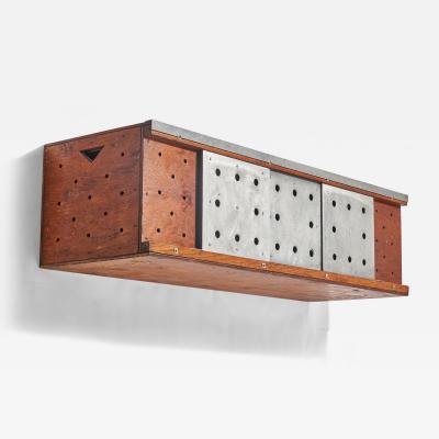 American Designer Wall Hanging Cabinet with Oak and Metal United States 1960s