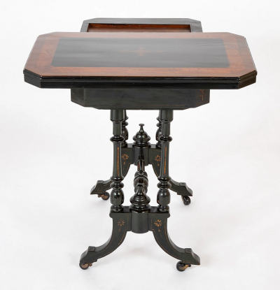 American Eastlake Ebonized Gilt Incised Game Table