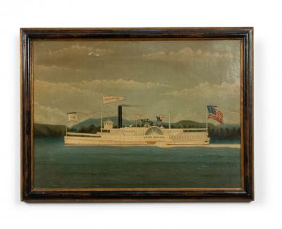 American Ebonized Greyhound Boat Painting