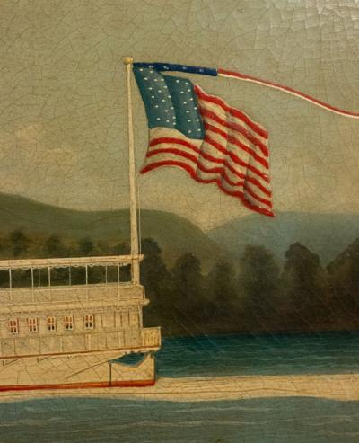 American Ebonized Greyhound Boat Painting