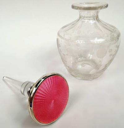 American Edwardian Art Nouveau Pink Enamel Sterling Silver Perfume