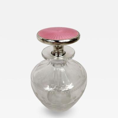 American Edwardian Art Nouveau Pink Enamel Sterling Silver Perfume