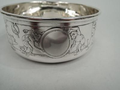American Edwardian Sterling Silver Porringer with Circus Animals