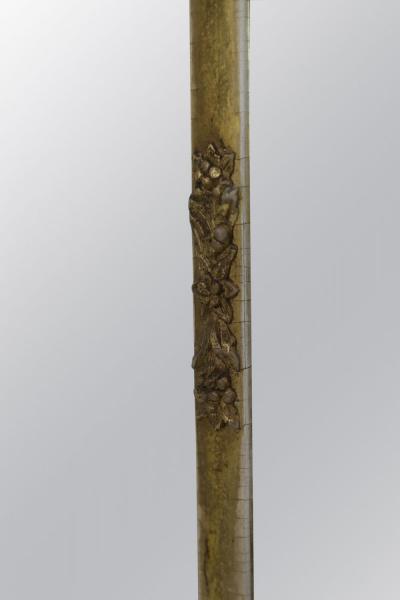 American Empire Column Form 3 Section Giltwood Overmantel Wall Mirror