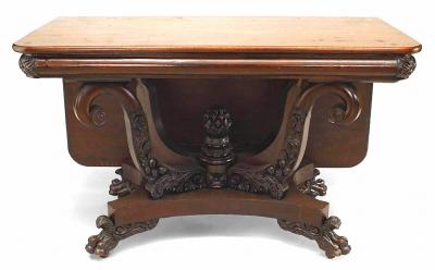 American Empire Mahogany Flip Top Console Table