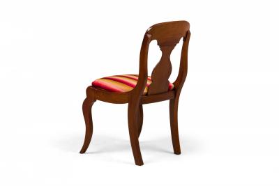 American Empire Style Gold Red Stripe Upholstered Wooden Dining Side Chairs