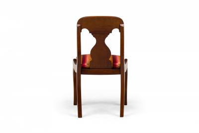 American Empire Style Gold Red Stripe Upholstered Wooden Dining Side Chairs