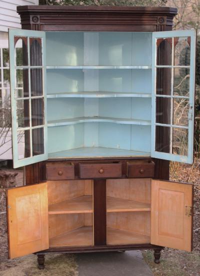 American Federal Cherrywood Corner Cupboard