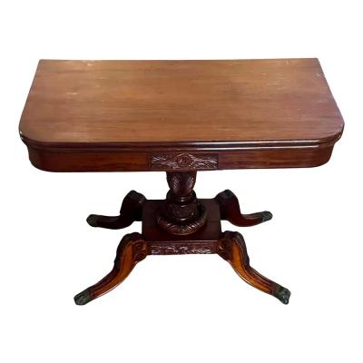 American Federal Games Card Table W Tobacco Leaf Carvings Baltimore C 1820