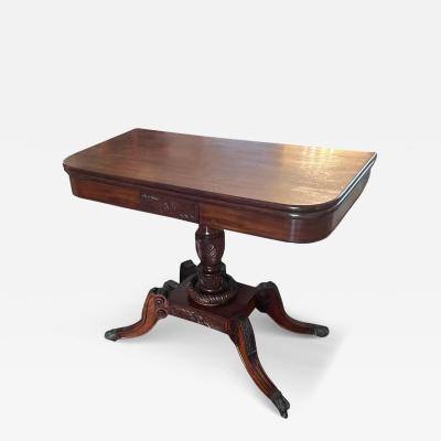 American Federal Games Card Table W Tobacco Leaf Carvings Baltimore C 1820