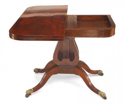 American Federal Mahogany Flip Top Console Table