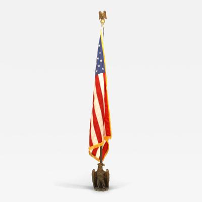 American Federal Style Flag with Brass Pole and Stand