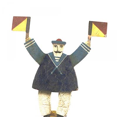 American Folk Art Painted Iron Sailor Decoration