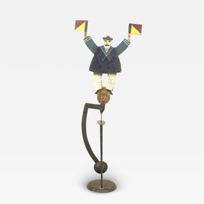 American Folk Art Painted Iron Sailor Decoration