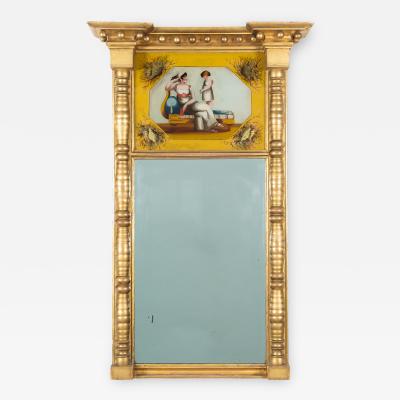 American Gilt Tabernacle Pier Mirror With Eglomise