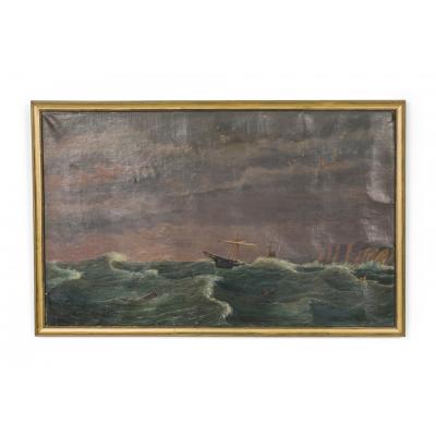 American Heavy Seas Ship Painting