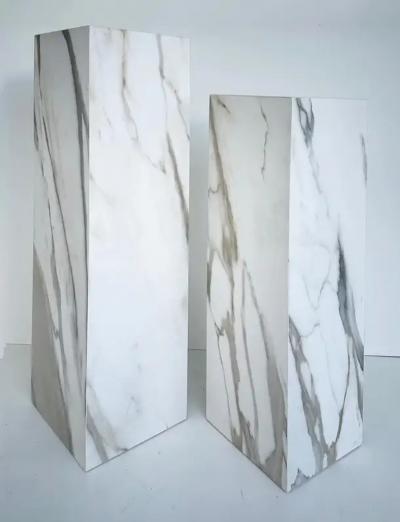 American Made Porcelain 36 Tall Pedestal in Faux Variegated Marble