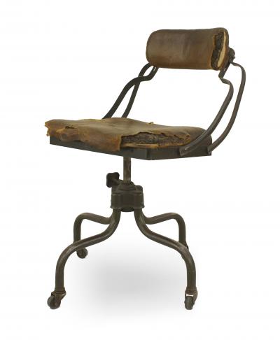 American Metal Brown Leather Swivel Chair