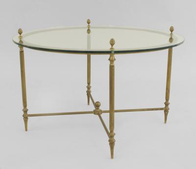 American Mid 20th Century Brass Round Coffee Table