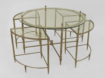 American Mid 20th Century Brass Round Coffee Table