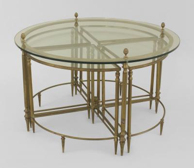 American Mid 20th Century Brass Round Coffee Table