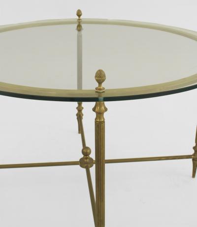American Mid 20th Century Brass Round Coffee Table