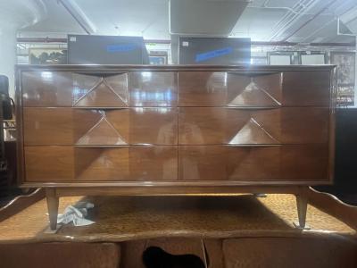 American Mid Century 6 Drawer Diamond Front Dresser
