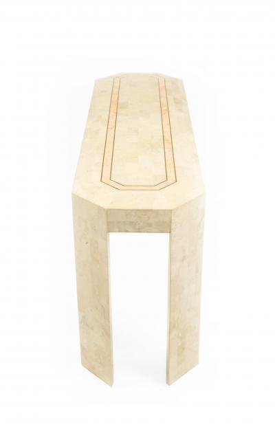 American Mid Century Beige Tessellated Hardstone Console Table