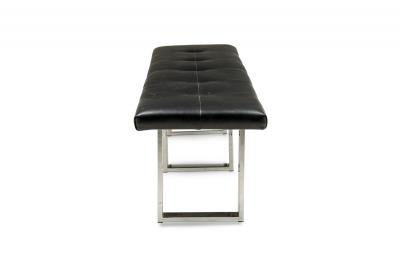American Mid Century Black Tufted Faux Leather Bench