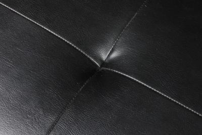 American Mid Century Black Tufted Faux Leather Bench
