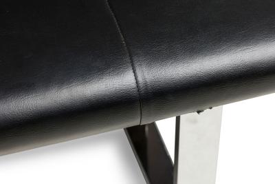 American Mid Century Black Tufted Faux Leather Bench